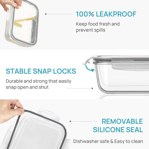 Vtopmart stackable glass containers for organized fridge and pantry.