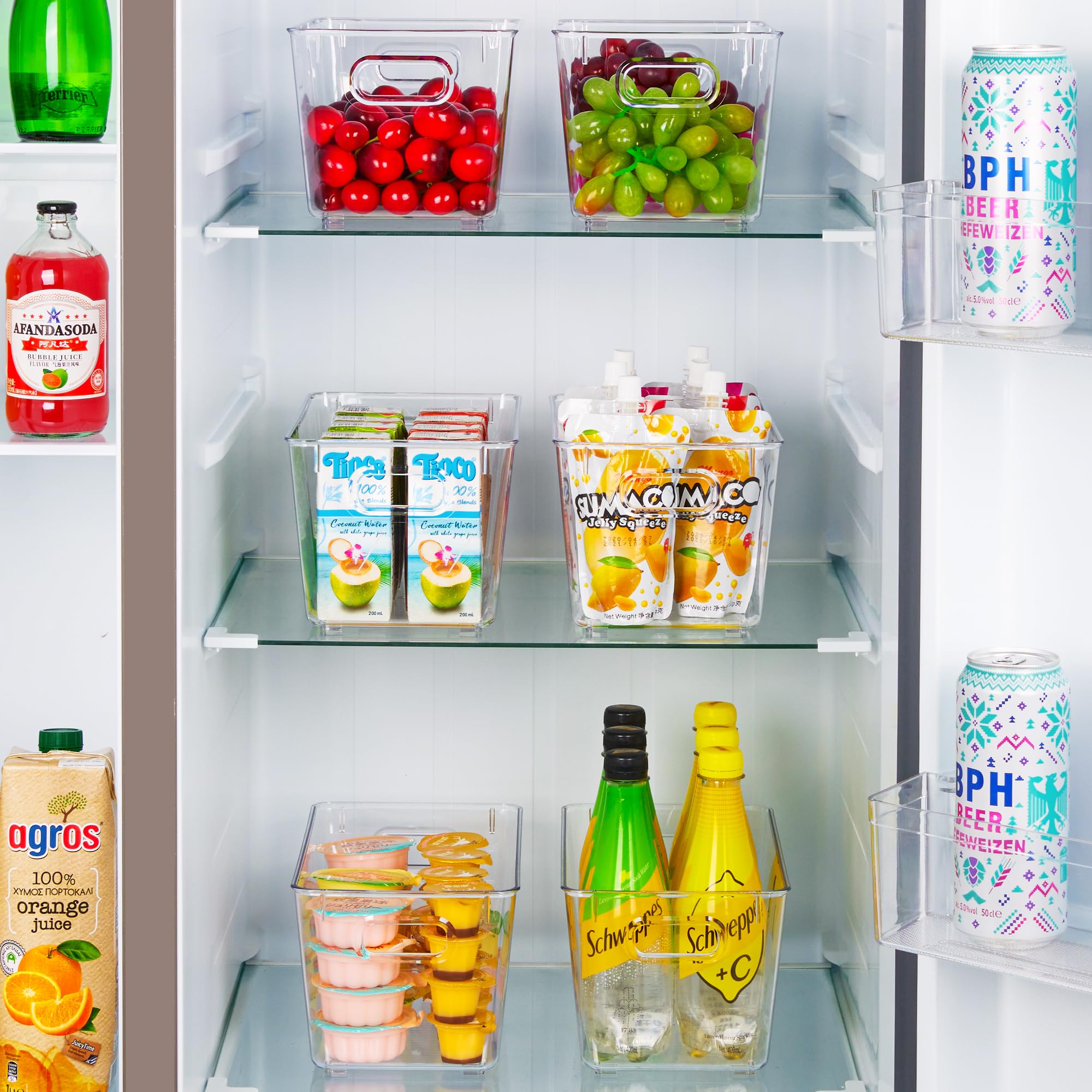 Vtopmart transparent fridge organizer bin fits shelves neatly
