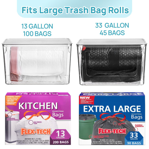 Vtopmart stackable trash bag dispenser shown from the side to save space.