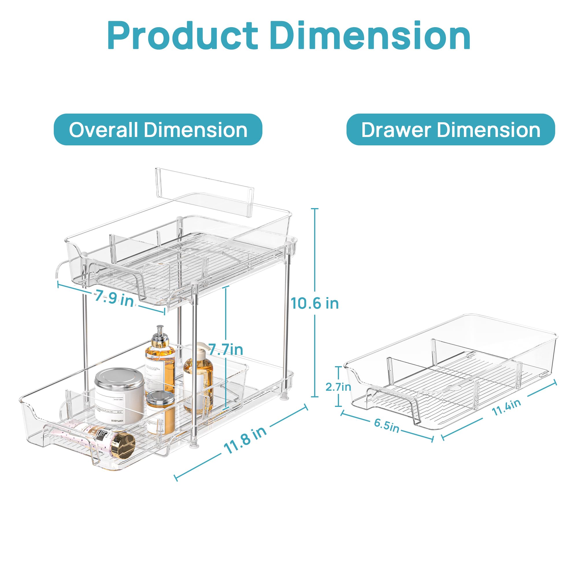 Vtopmart two-tier pull-out drawer shown in action for organized pantry storage