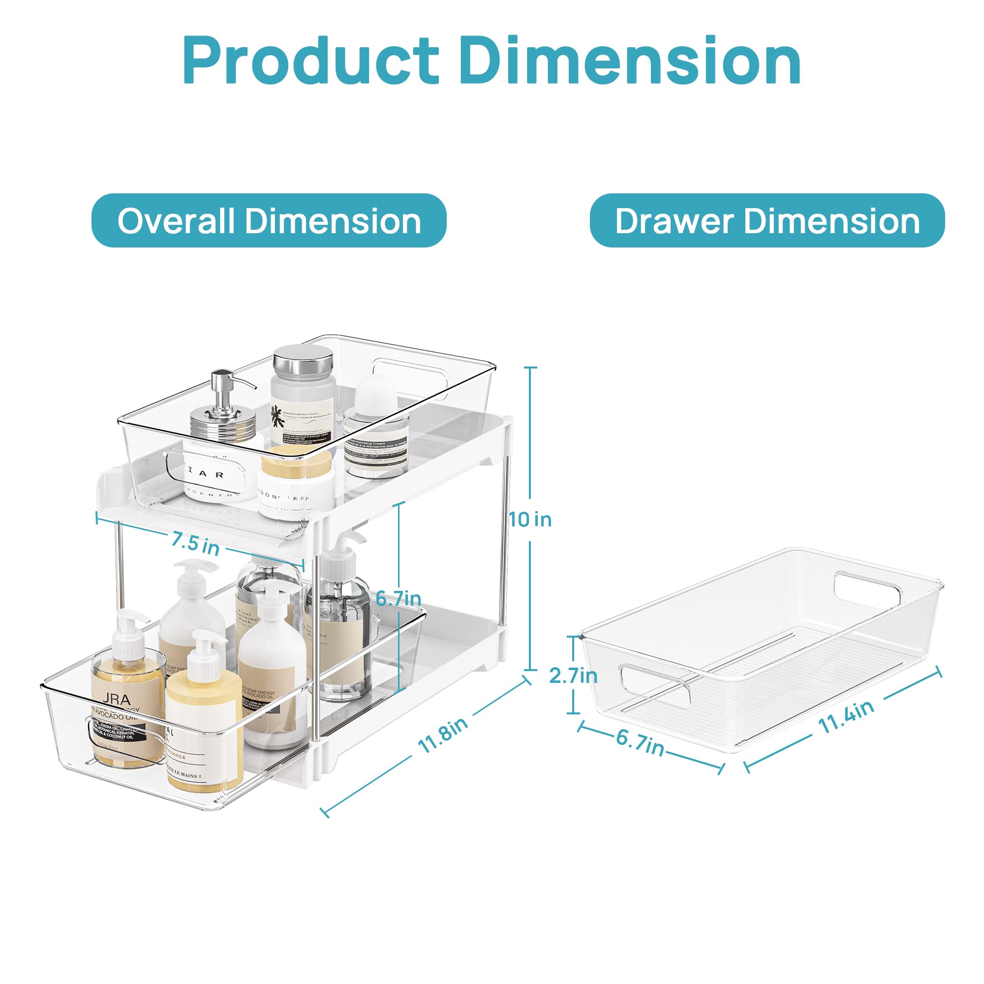 Vtopmart under-sink storage 2-tier design maximizes vertical cabinet space.