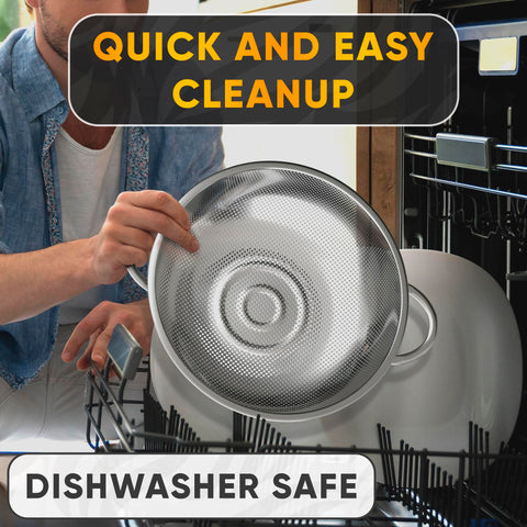 VTOWER easy‑clean stainless steel colander simplifies kitchen cleanup