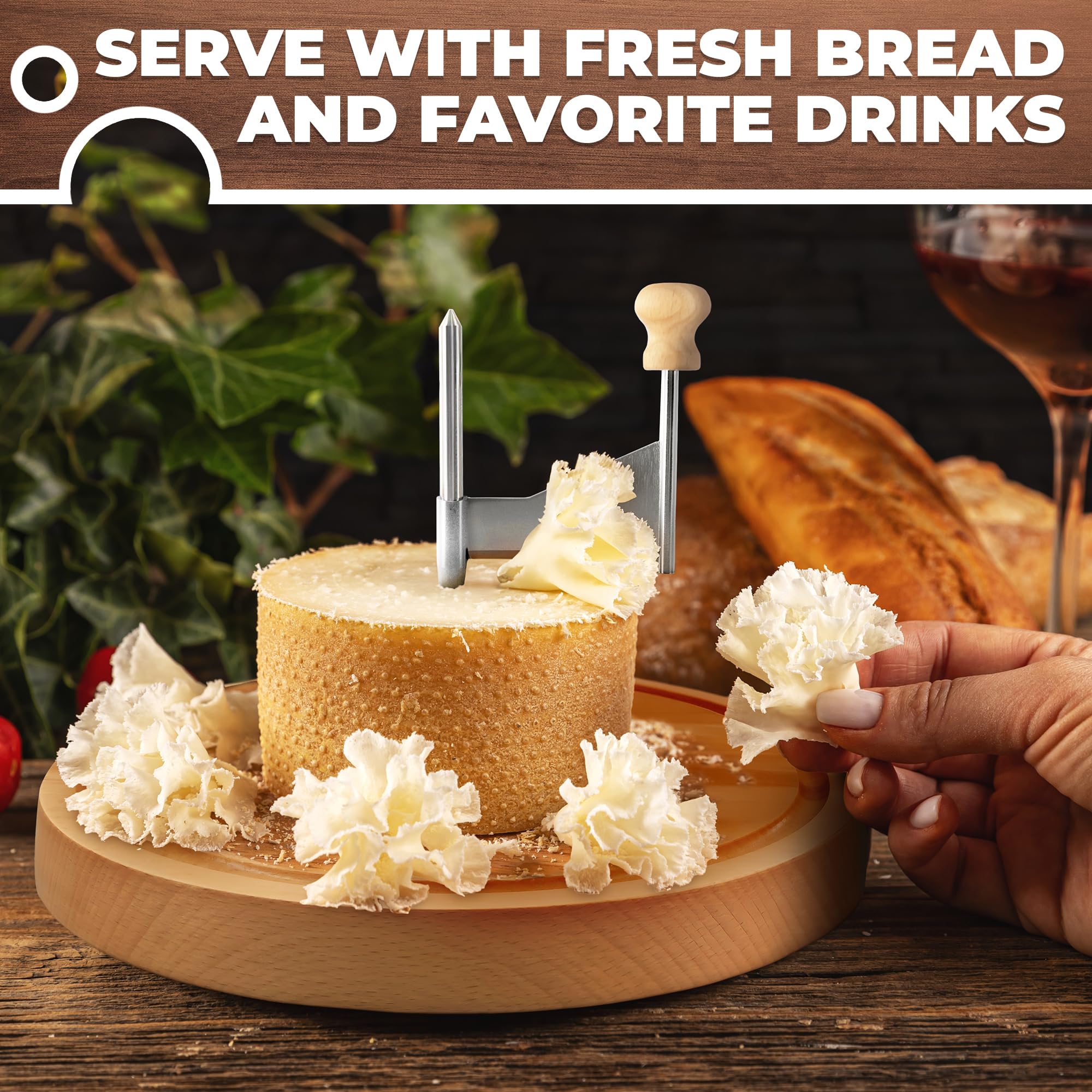 V TOWER Easy twist handle enables comfortable cheese shaving.