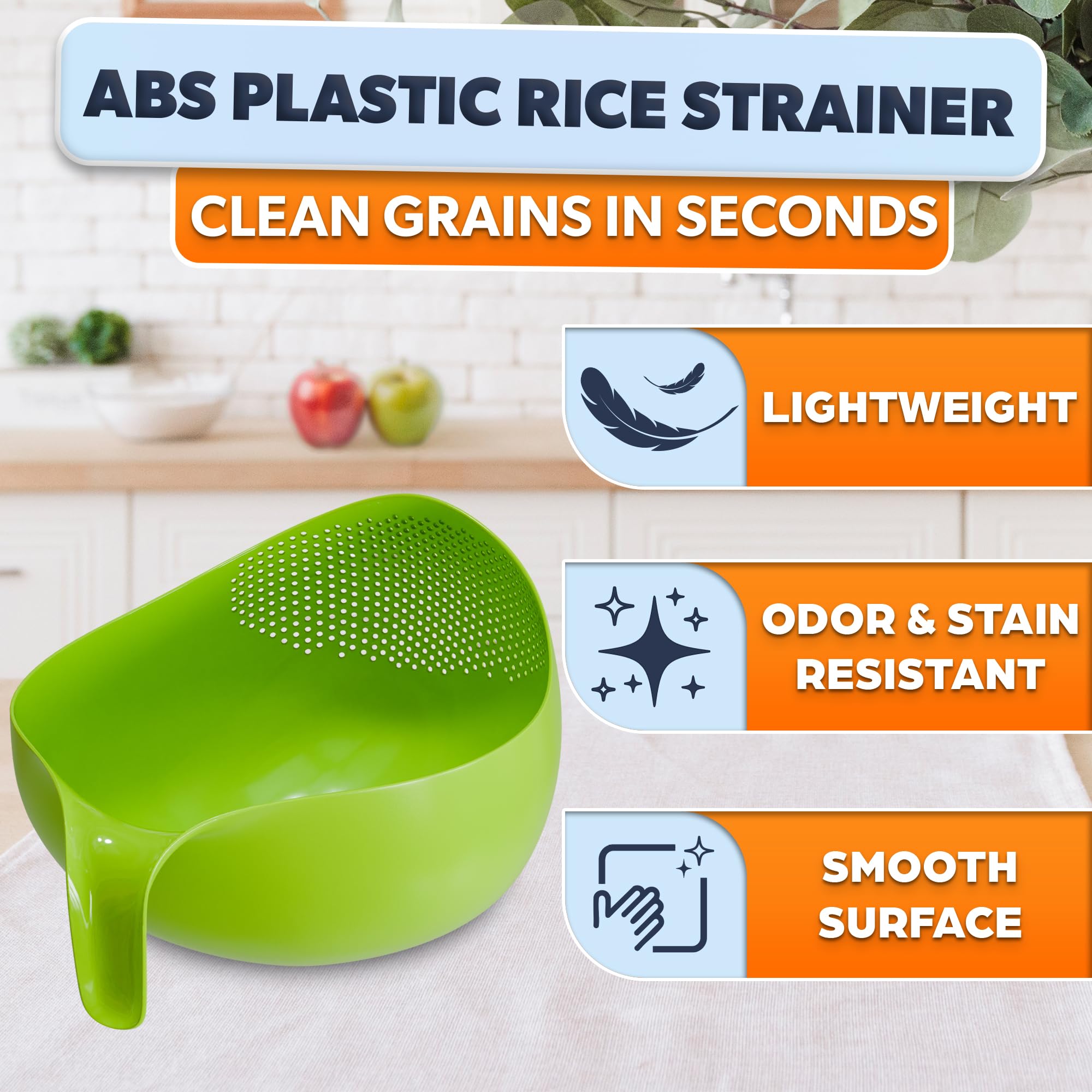V TOWER matte-finish strainer promotes steady handling during rinsing