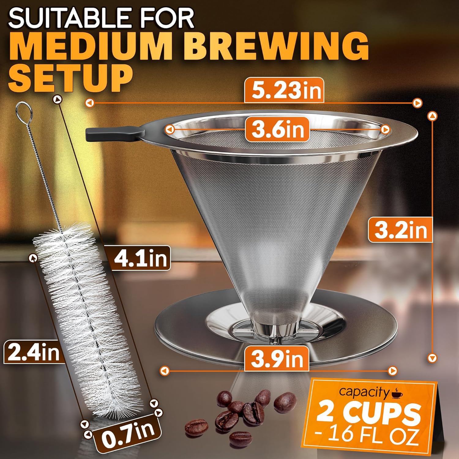 V TOWER pour-over with wide base for stable pouring