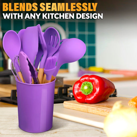 V TOWER purple nonstick-safe utensils protect cookware