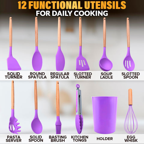 V TOWER purple silicone spatula ideal for nonstick pans