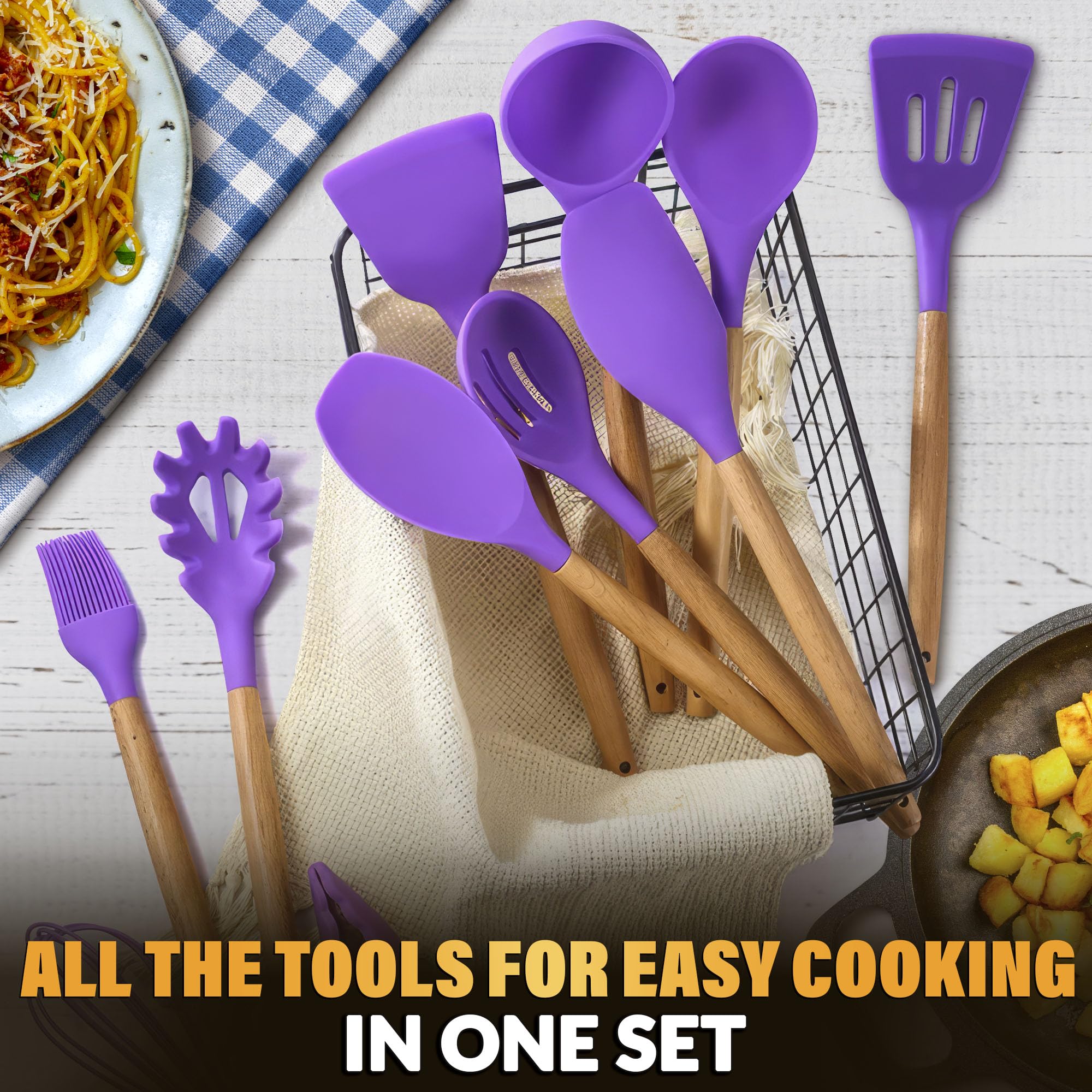 V TOWER purple silicone tongs for safe flipping