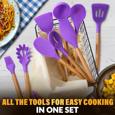 V TOWER purple silicone tongs for safe flipping