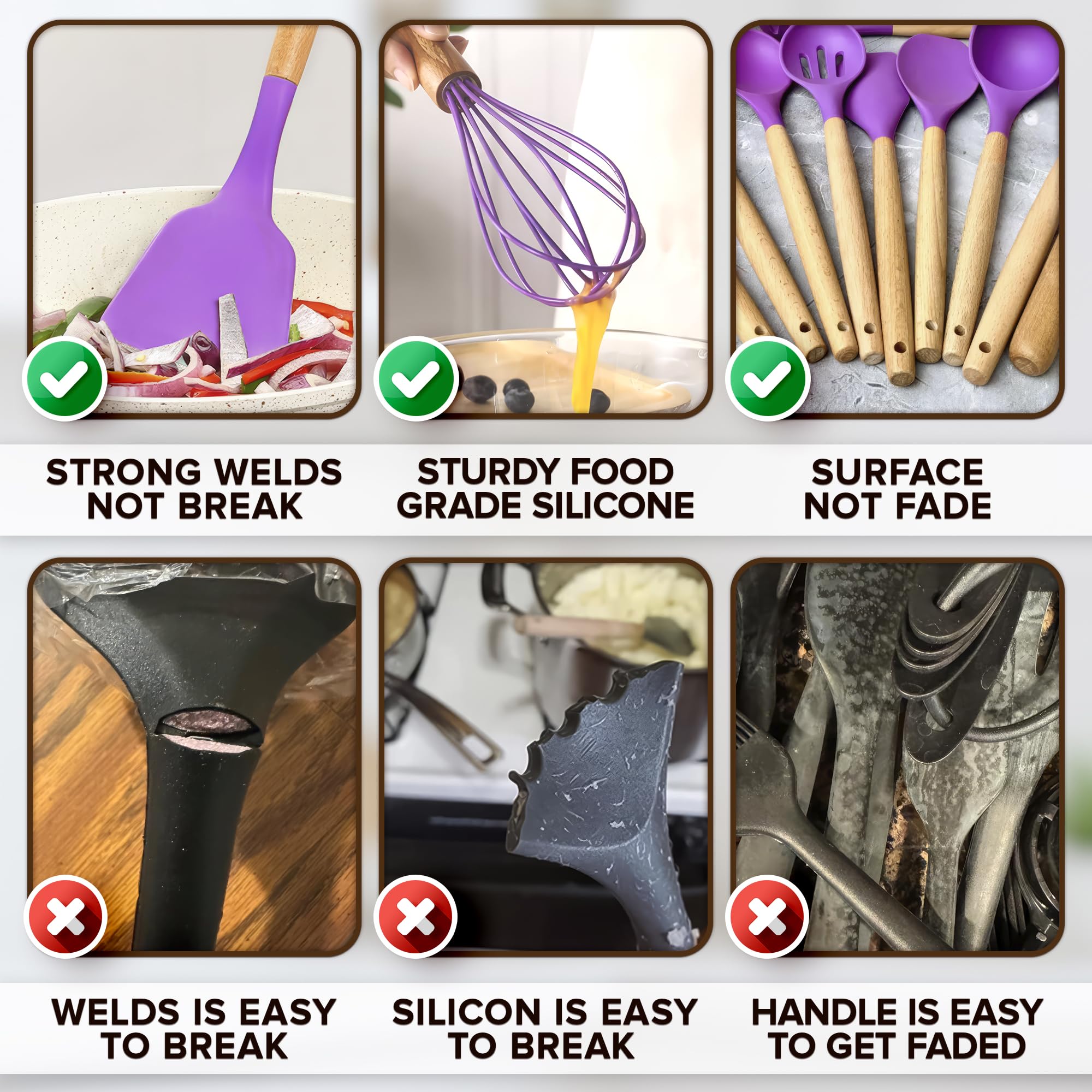 V TOWER purple silicone whisk for smooth batters