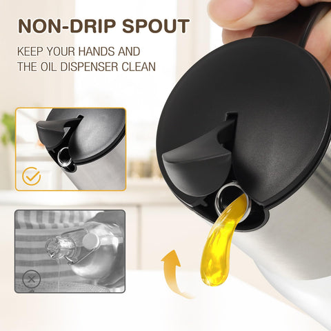 Vucchini dispenser with no-drip spout for clean counters