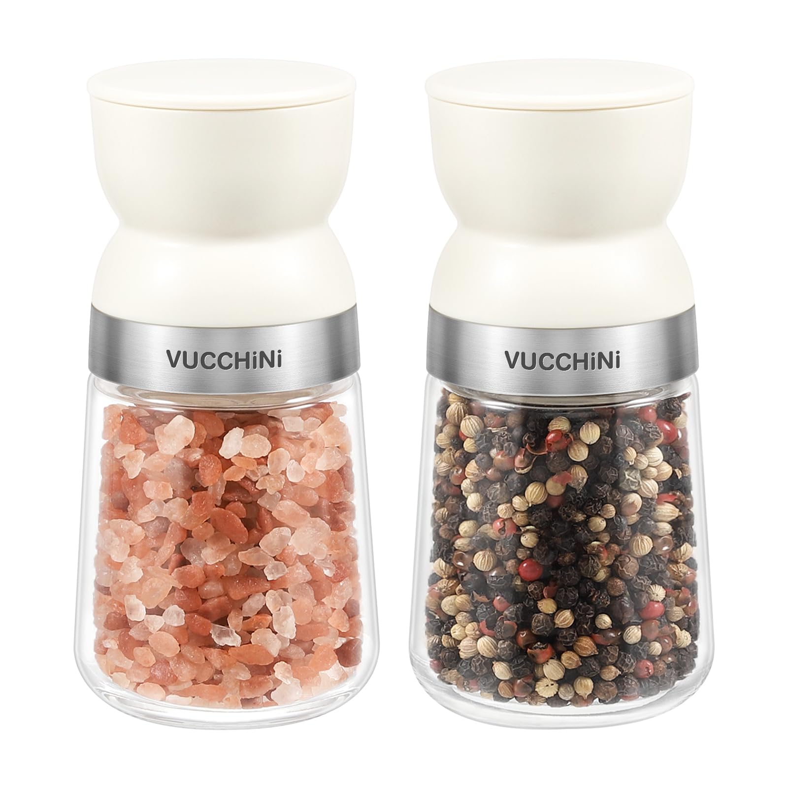Vucchini salt and pepper grinders with ergonomic double-sphere design for comfortable grinding