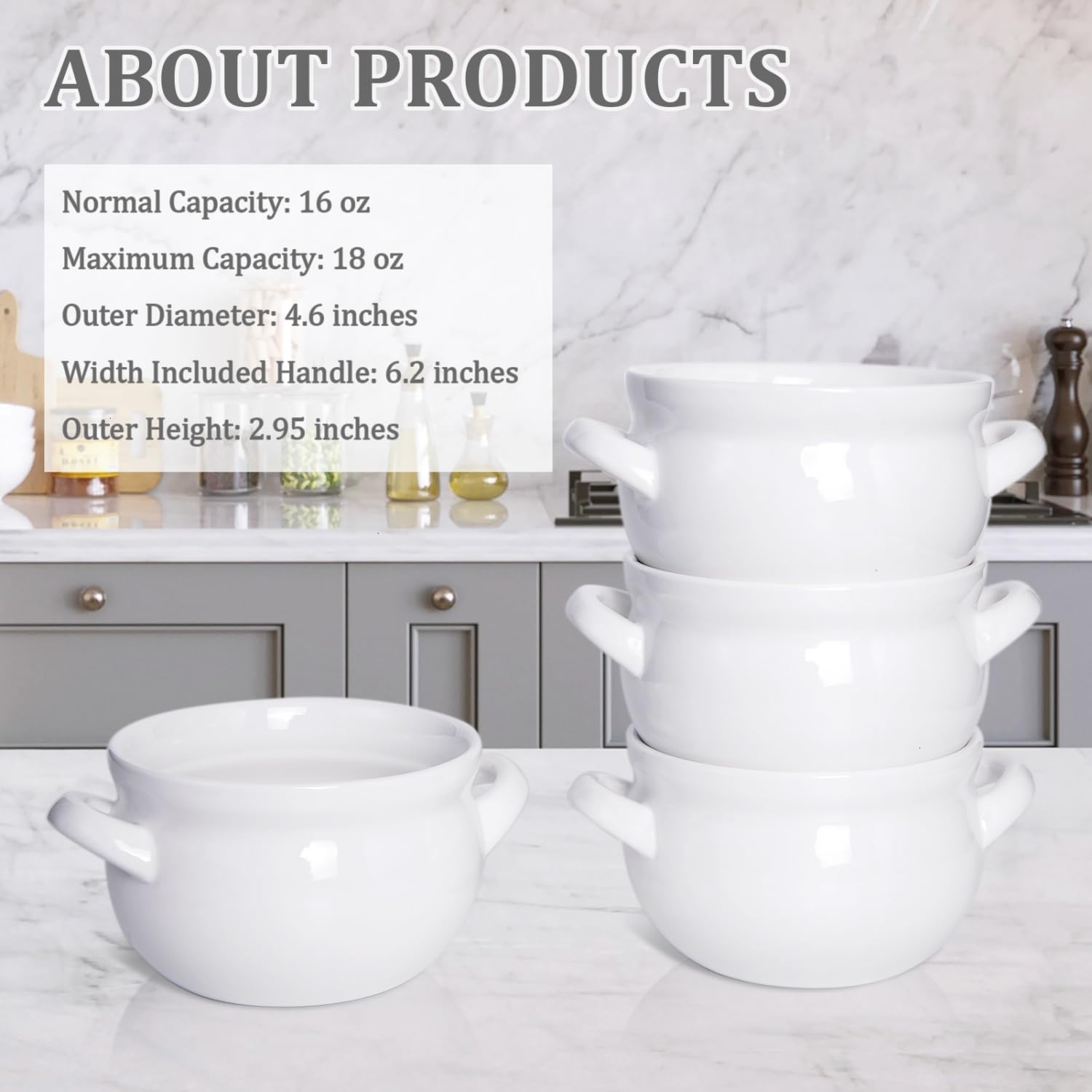 Vumdua ceramic bowls with double handles, oven-safe and easy to carry.