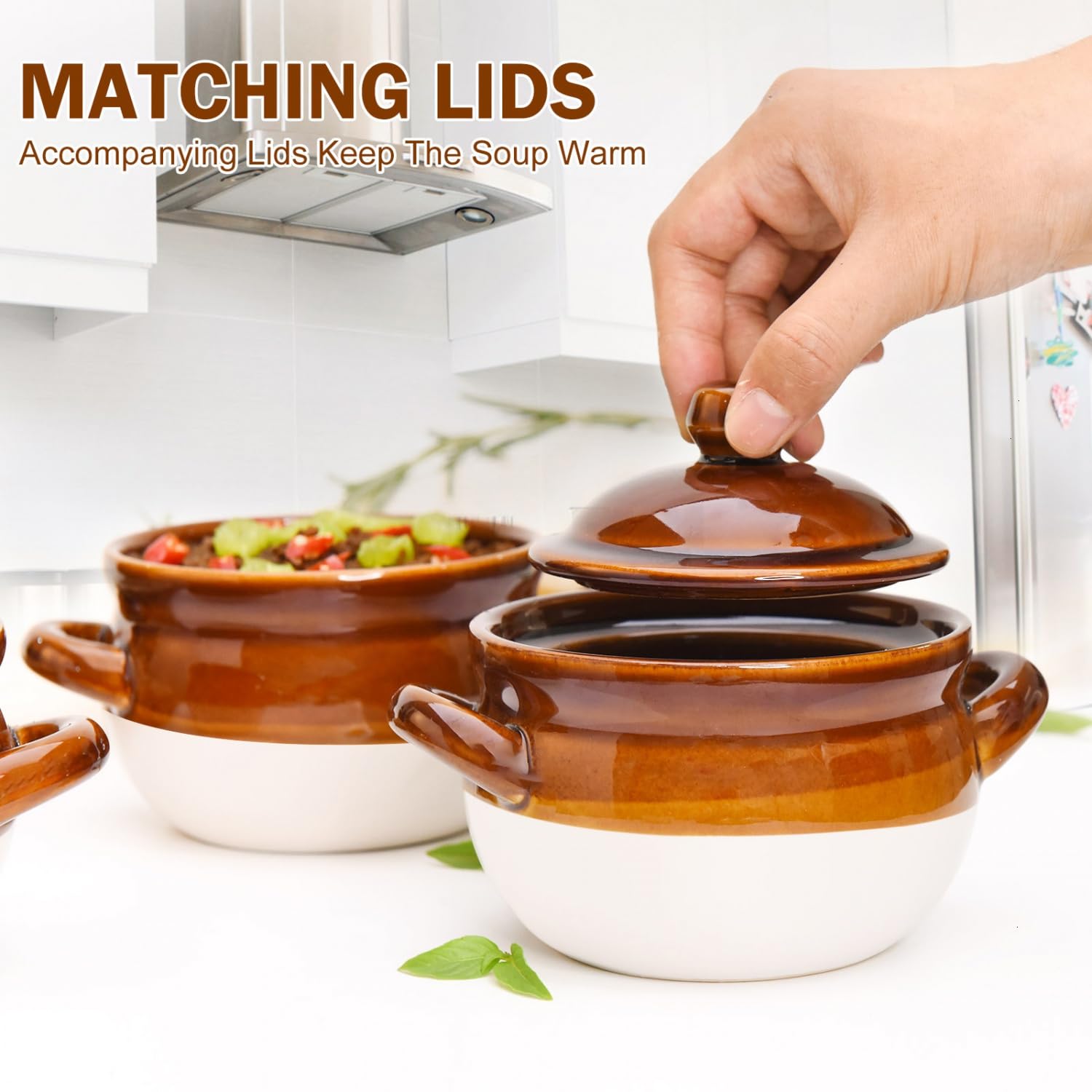 Vumdua pot pie and chili serving bowl suitable for oven use.