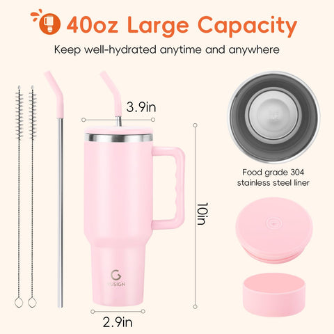 VUSIGN blush tumbler supports daily hydration for coffee, tea, and smoothies.