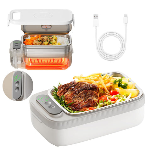 VVU&CCO cordless lunch box with 1L stainless container keeps meals warm on the go.