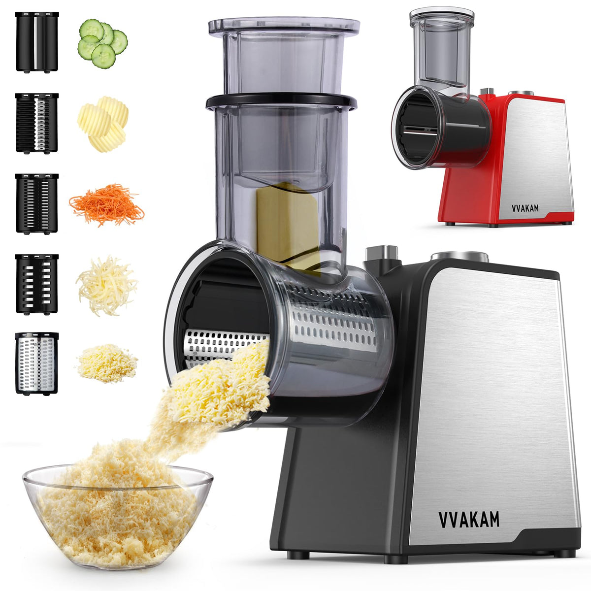 VVAKAM 300W motor powering fast slicing for quick meal prep.