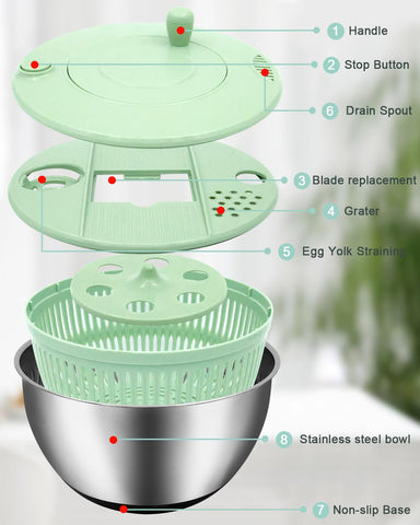 VVAKAM dishwasher-safe blades and storage box simplify cleanup and storage.