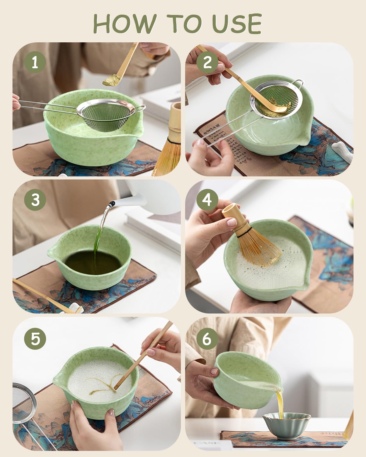 VVAKAM matcha scoop provides the perfect measured dose for brews