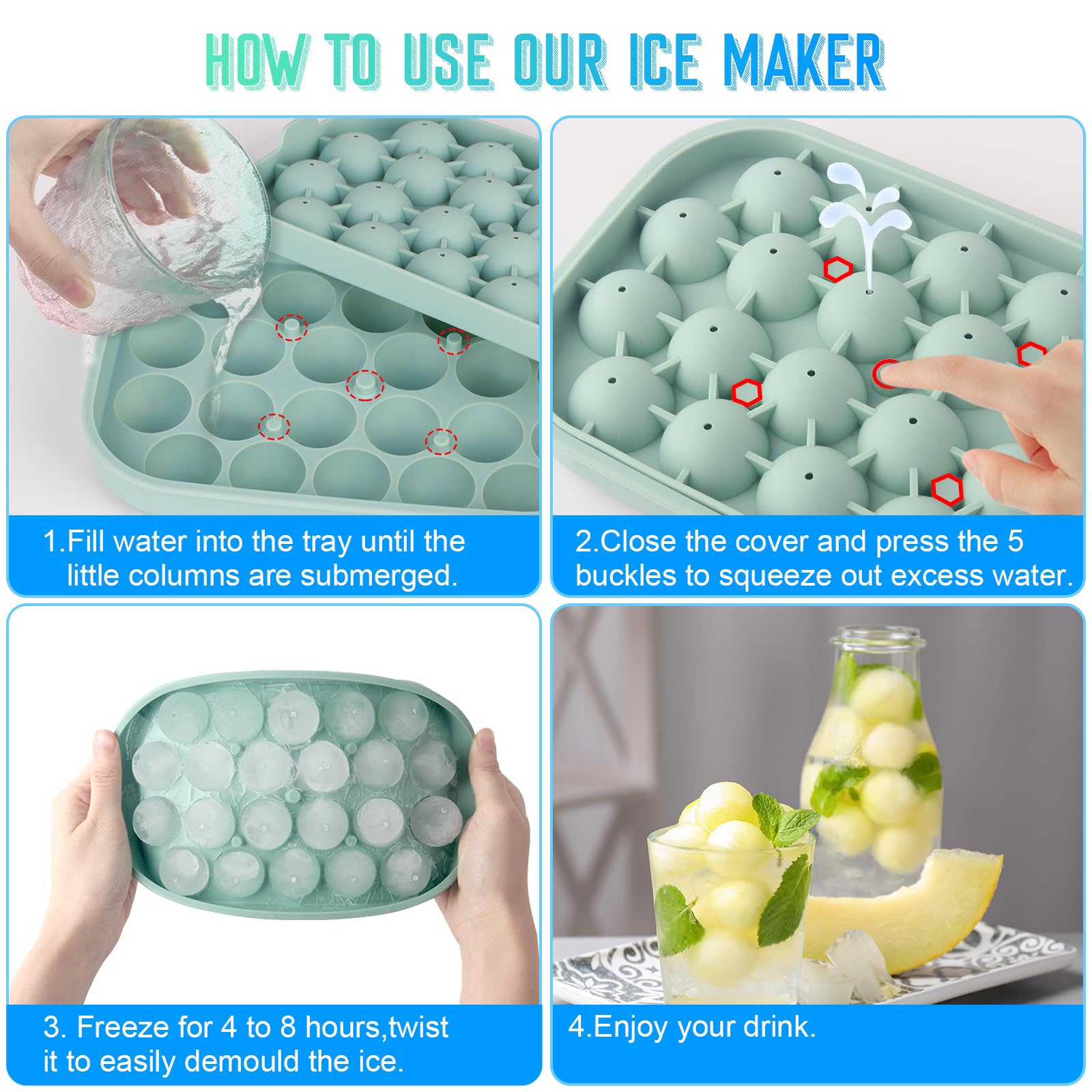 VVAYHUA 22-ball molds deliver plenty of round ice for generous servings.