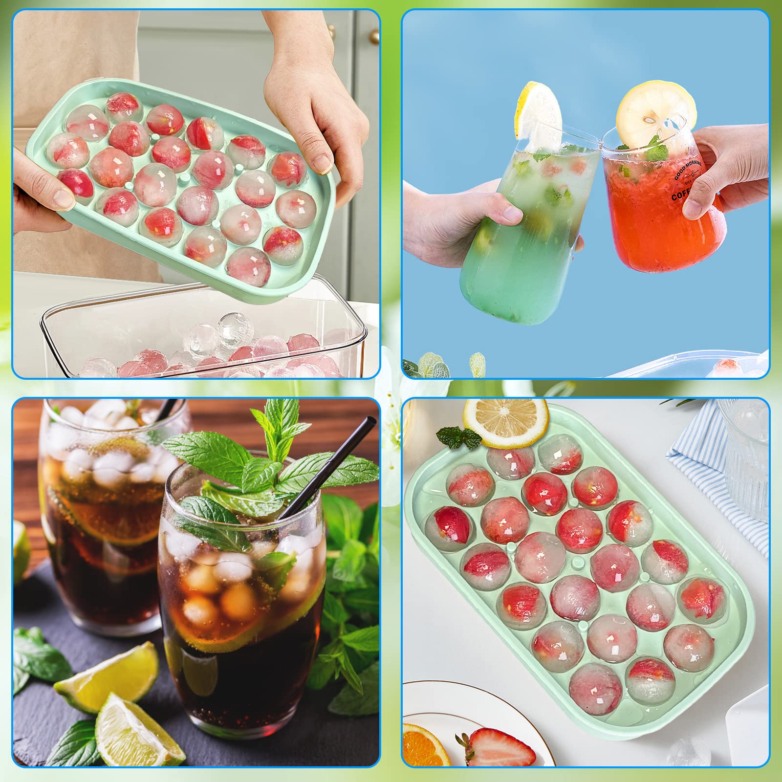 VVAYHUA green and pink double trays enable easy, mess-free ice ball making.