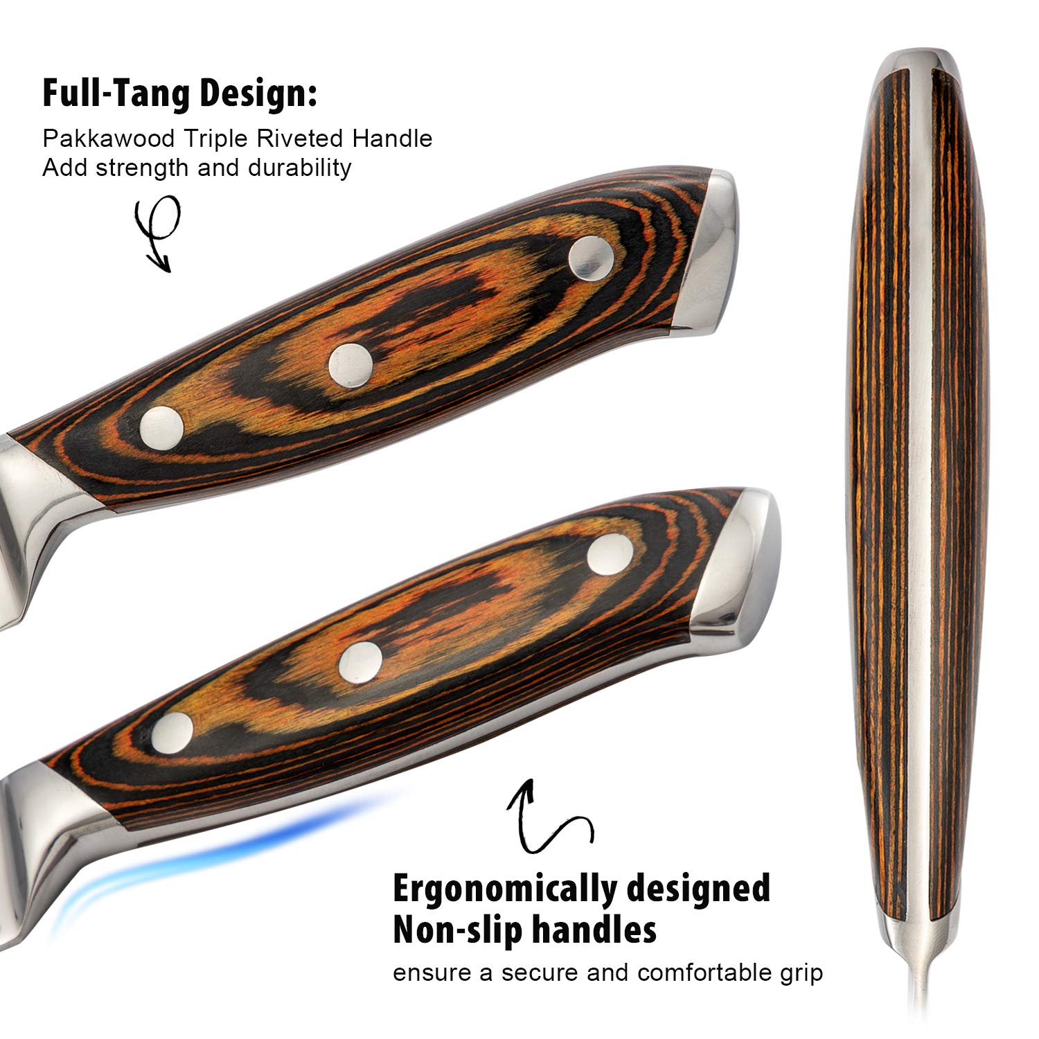 Vvwgkpk 7-inch Santoku knife versatile for dicing and mincing.