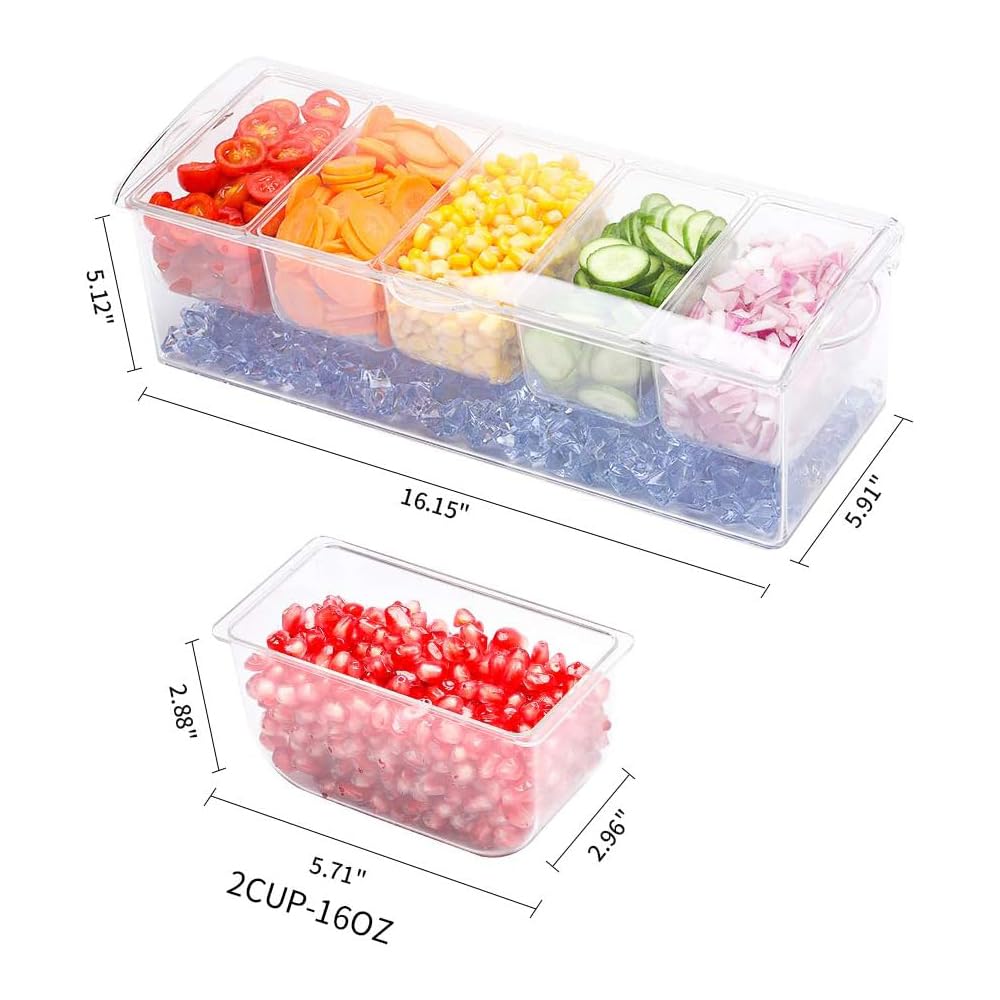 VWMYQ condiment server features removable compartments for easy refills and cleaning.