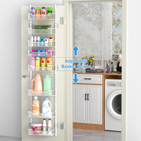 VyGrow eight-basket adjustable over-door storage system suitable for kitchen or bathroom items