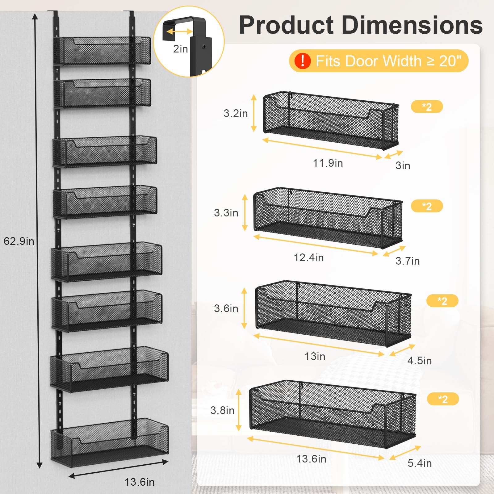 VyGrow adjustable basket spacing demonstrates customizable storage for tall bottles.