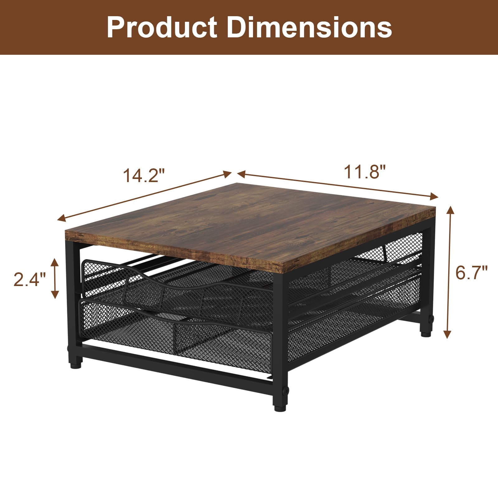 VyGrow counter-mounted pod holder side view shows compact organization for home or office.