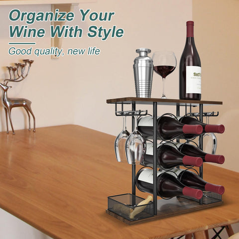 VyGrow rack with four wine glasses hanging for convenient access