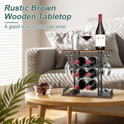 VyGrow rack holding six wine bottles in organized display