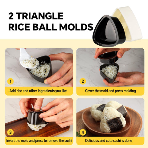 Vynetralix onigiri triangle molds create neat, evenly formed rice triangles