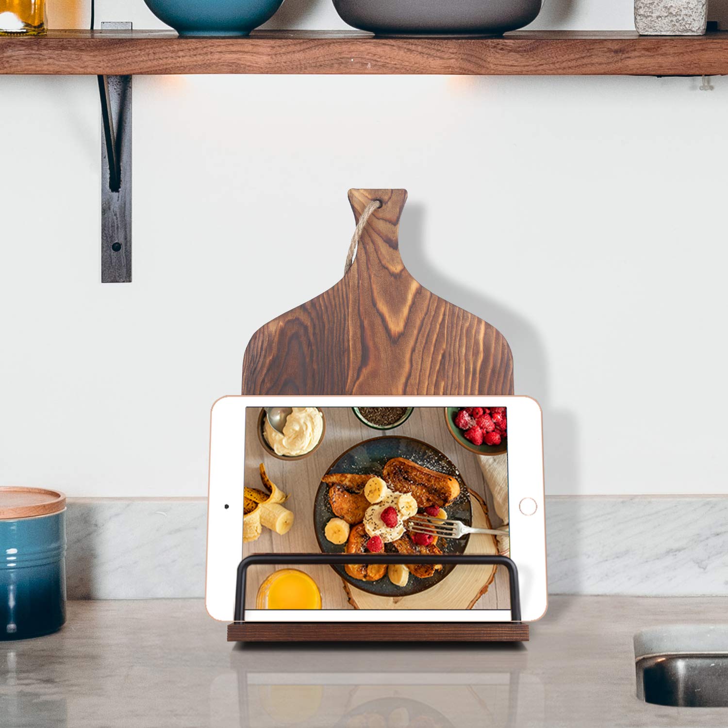VYNOPA compact stand measures 14.6 by 8.9 inches for clutter-free counters