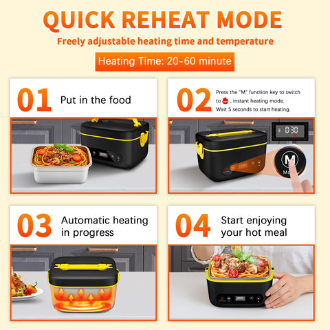 VYRALOFT cordless lunch box open-compartment highlights removable tray for easy reheating.
