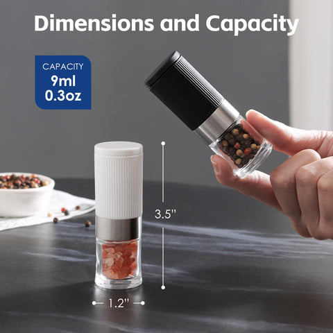 Vzaahu mini grinders with funnel for mess-free refilling on the go.