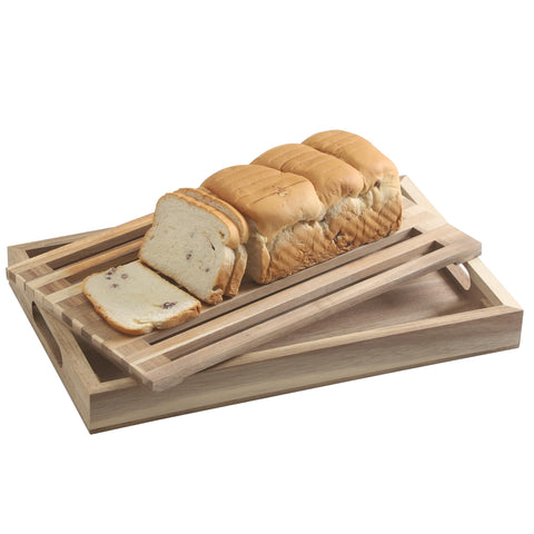 Vzodesr bread tray with crumb catcher keeps countertops clean while slicing.