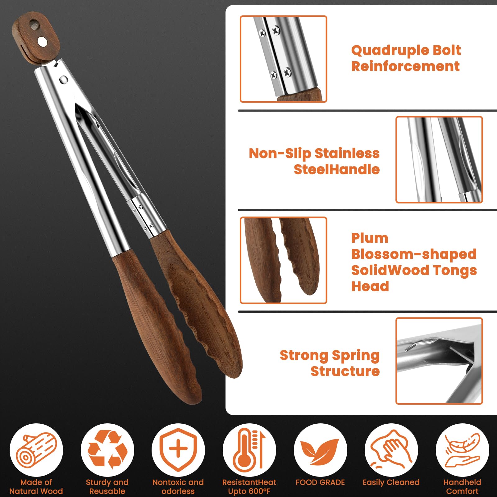 VZZNN 12-inch tong reaching over a grill for safe flipping.