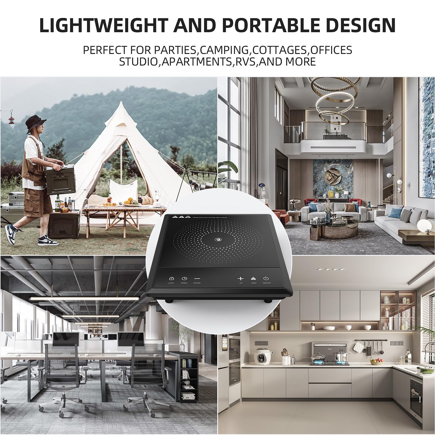 WAATFEET 1700W cookware compatibility test shows magnet check.