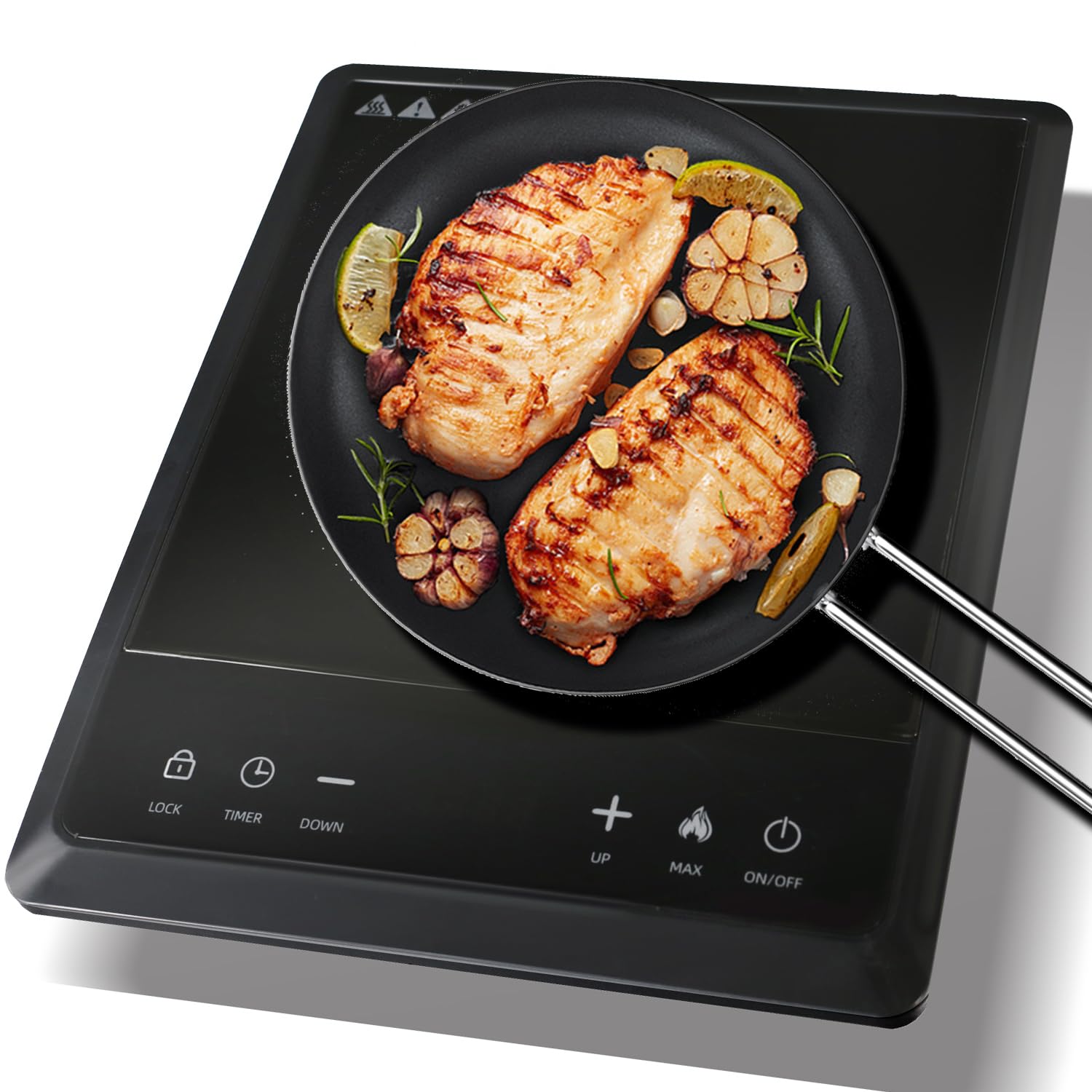 WAATFEET 1700W portable induction cooktop front view for compact kitchens.