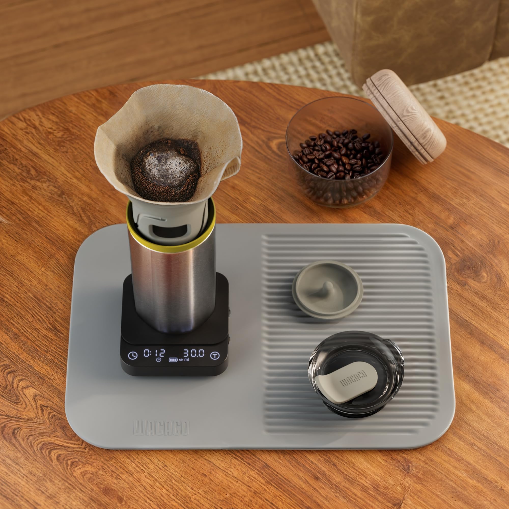 WACACO Exagram Pro in its protective transportation box for travel.