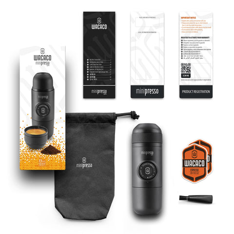 WACACO Minipresso GR travel-use setup enables outdoor espresso moments.