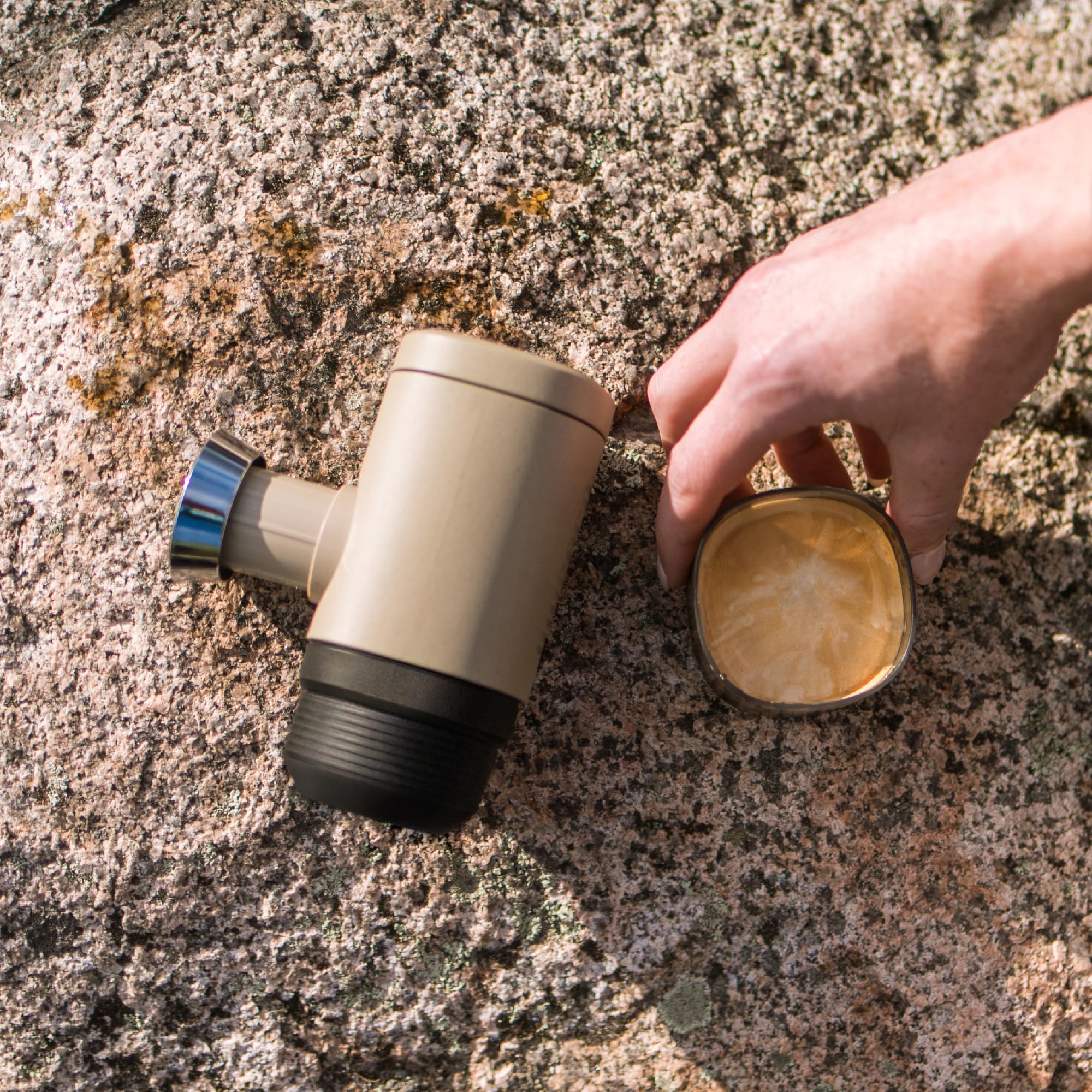 WACACO Minipresso NS2 outdoor-use scenario for camping and travel.