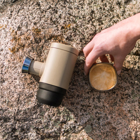 WACACO Minipresso NS2 outdoor-use scenario for camping and travel.