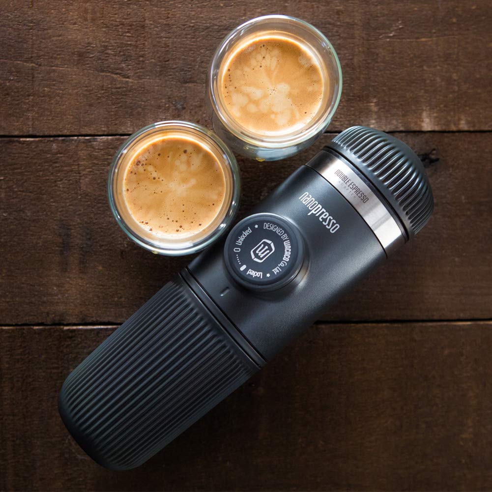 WACACO Nanopresso Barista Kit stores baskets neatly for travel.