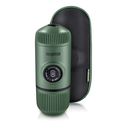 Wacaco Nanopresso compact travel espresso maker for on-the-go brewing.