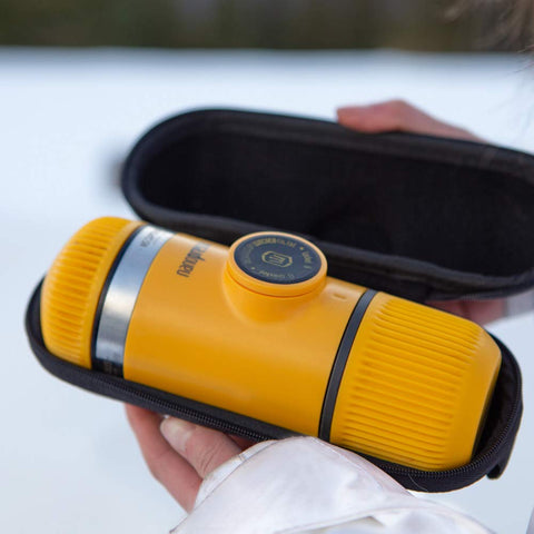 Wacaco Nanopresso L-Case with 140ml water tank slot highlighted.