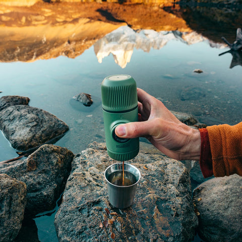 Moss green Nanopresso bundle ready for camping and travel.