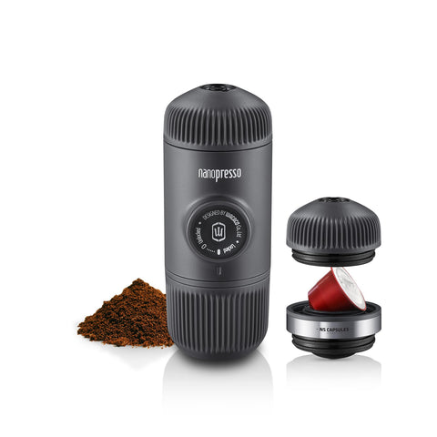 WACACO Nanopresso on outdoor travel setup, ready for on-the-go espresso.