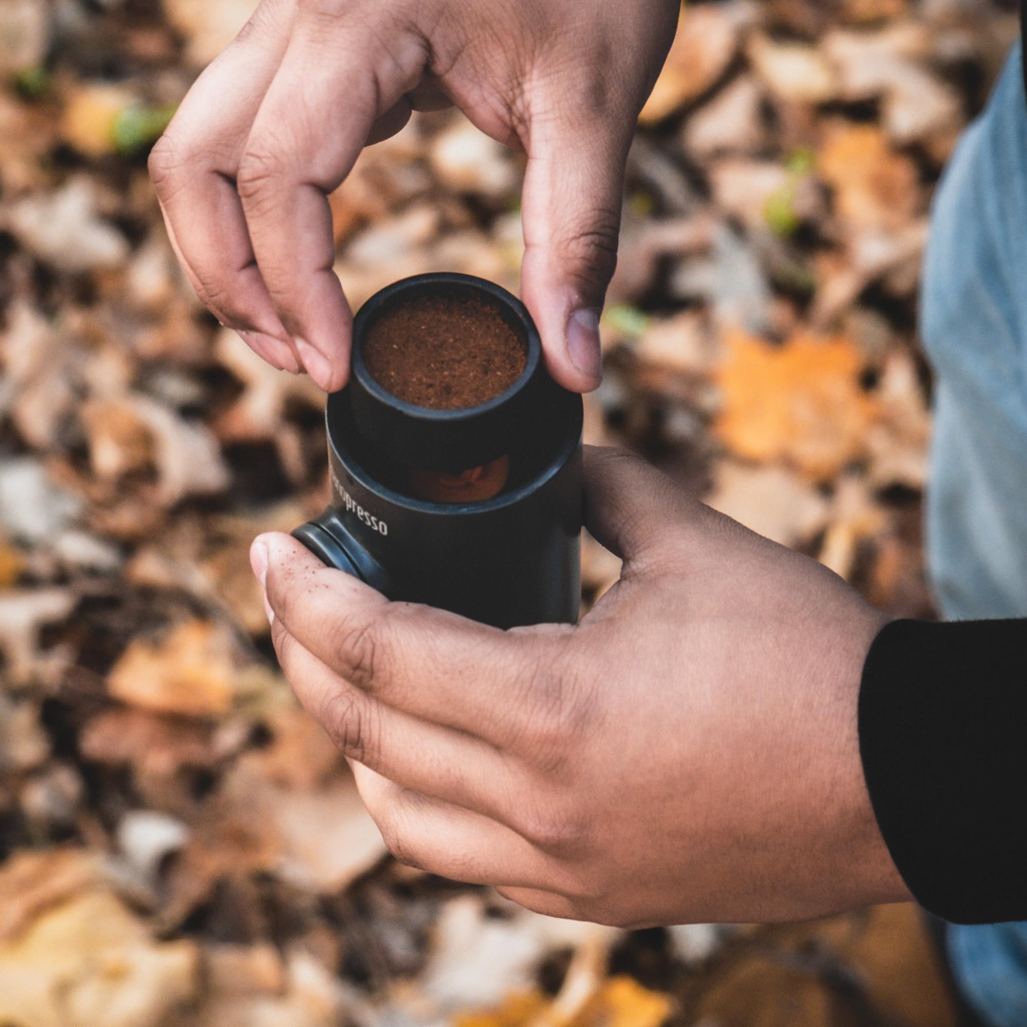 Wacaco Nanopresso portable, compact setup shown ready to pack for camping